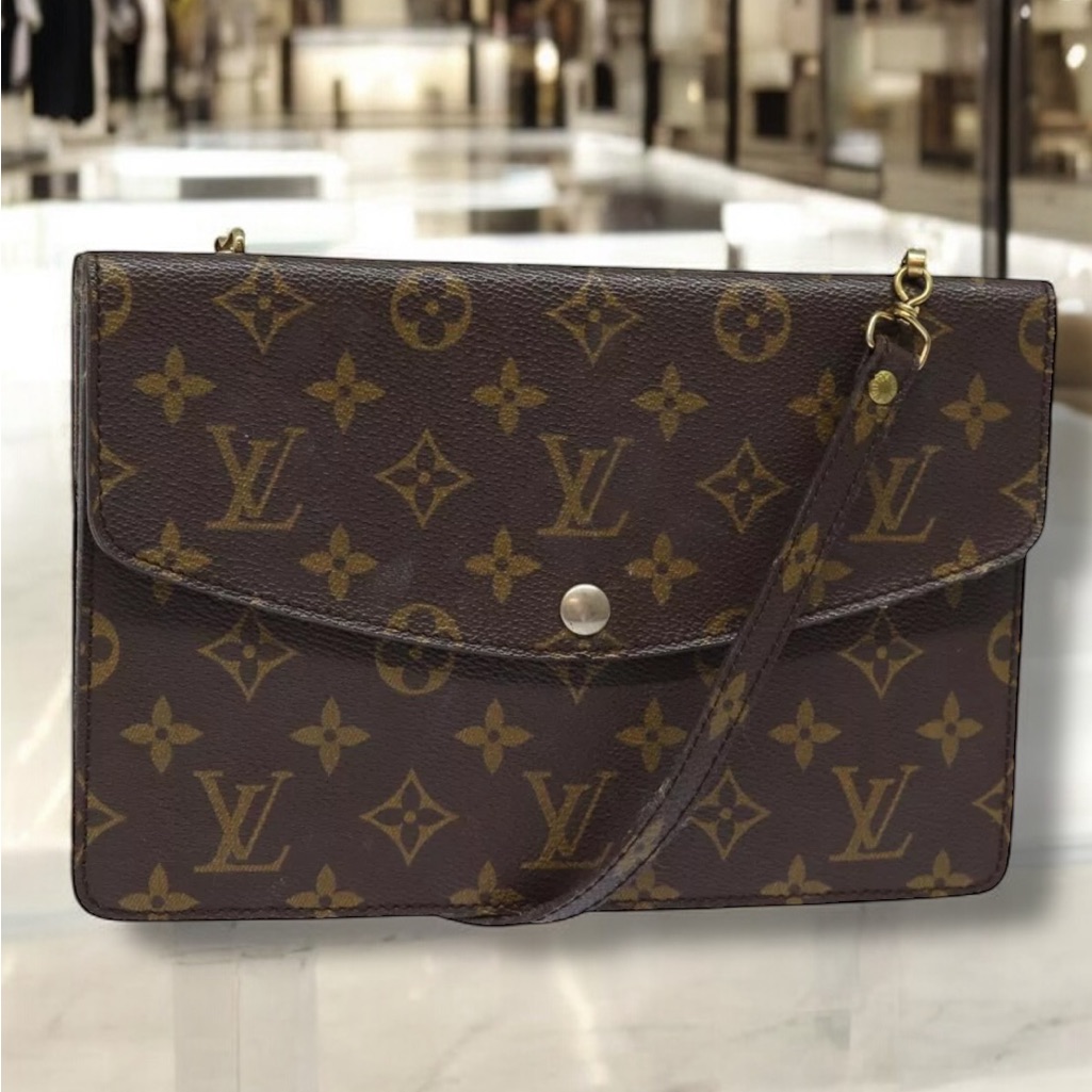 Louis Vuitton Monogram Double Rabat Shoulder Bag Lv Authentic W/Coa Vintage